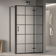 Душевой уголок RGW Passage PA-77-1B R (PA-07B R+Z-060-2B+держ) 410877190-084R, 90 х 100 см, стекло прозрачное с принтом, профиль черный