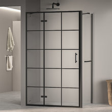 Душевой уголок RGW Passage PA-77-1B (PA-07B+Z-060-2B+держ), 120 х 90 см, стекло прозрачное с рисунком, профиль черный, 410877129-084L