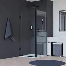 Душевой уголок RGW Hotel HO-045-B (HO-011B + Z-050-2B + держ), 70 х 80 см, стекло прозрачное, профиль черный, 350604578-014