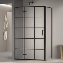 Душевой уголок RGW Passage PA-77-B (PA-07B+Z-050-2B+держ), 120 х 100 см, стекло прозрачное с рисунком, профиль черный, 41087720-084L