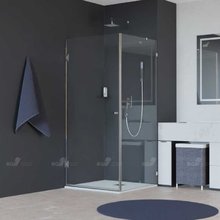 Душевой уголок RGW Hotel HO-034, 100 х 100 x 195 см, квадратный, дверь распашная, стекло прозрачное, профиль хром, 35063400-11