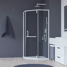 Душевой уголок RGW Hotel HO-084W, 100 х 100 x 195 см, трапеция, дверь распашная, стекло прозрачное, белый, 350608400-15