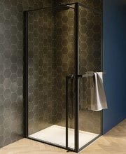 Душевой уголок Riho Lucid GD201 G005011121 90 x 90 x 200 см, стекло прозрачное, профиль черный матовый, с полотенцедержателем