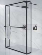 Душевой уголок Riho Lucid GD404 G005037121 90 x 200 см, стекло прозрачное, профиль черный матовый, с полотенцедержателем