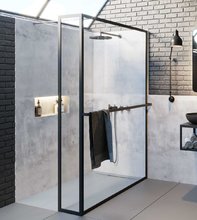 Душевой уголок Riho Lucid GD402 G005036121 140 x 200 см, стекло прозрачное, профиль черный матовый, с полотенцедержателем