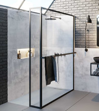 Душевой уголок Riho Lucid GD402 G005033121 90 x 200 см, стекло прозрачное, профиль черный матовый, с полотенцедержателем