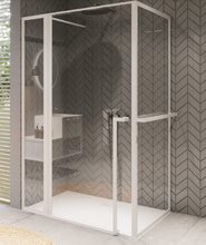 Душевой уголок Riho Lucid GD203 GD213W080 130 x 80 x 200 см, стекло прозрачное, профиль белый матовый, с полотенцедержателем