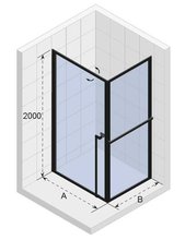 Душевой уголок Riho Lucid GD201 G005010121 90 x 80 x 200 см, стекло прозрачное, профиль черный матовый, с полотенцедержателем