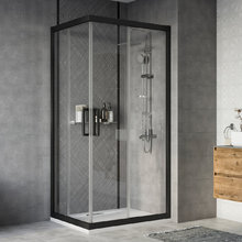 Душевой уголок Stworki Карлстад DE019RC80100200BLK 100 x 80 см, профиль черный матовый, стекло прозрачное, 3GW066TTKK000