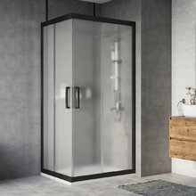 Душевой уголок Stworki Карлстад DE019RC80100200 100 x 80 см, профиль черный матовый, стекло матовое, 3GW129TTKK000