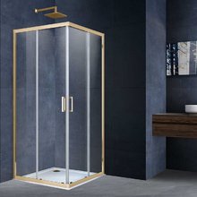 Душевой уголок Vincea Alpha 90 x 90 см, стекло прозрачное, профиль золото брашированное, VSS-3AL900CLG
