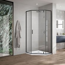 Душевой уголок Vincea Slim-U 90 x 90 см, стекло прозрачное, профиль черный матовый, VSP-2SU900CLB