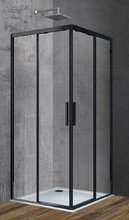 Душевой уголок Vincea Soft VSS-3SO 100 x 100 см квадратный, дверь раздвижная, стекло прозрачное, черный, VSS-3SO100CLB