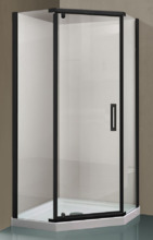 Душевой уголок Vincea Stresa VSP-1S 100 x 100 см пятиугольный, дверь распашная, стекло прозрачное, черный, VSP-1S100CLB