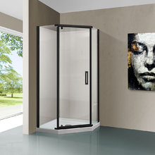 Душевой уголок Vincea Stresa VSP-1S900CLB, 90 x 90 см, пятиугольный, дверь распашная, стекло прозрачное, черный