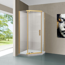 Душевой уголок Vincea Stresa VSP-1S100CLG, 100 x 100 см, стекло прозрачное, профиль брашированное золото