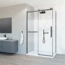 Душевой уголок Vincea Como Soft VSR-1CS1013CLGM, 130 x 100 см, стекло прозрачное, профиль вороненая сталь