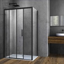 Душевой уголок Vincea Soft, 140 x 90 см, стекло прозрачное, профиль черный, VSR-3SO9014CLB