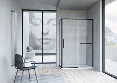 Душевой уголок Vincea Slim Soft, 100 x 90 x 200 см, прямоугольный, стекло прозрачное, профиль черный, VSR-1SS9010CLB