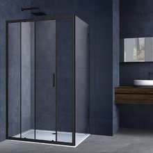 Душевой уголок Vincea Alpha, 120 x 90 x 190 см, прямоугольный, стекло прозрачное, профиль черный, VSR-3AL9012CLB