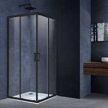 Душевой уголок Vincea Alpha, 90 x 90 x 190 см, квадратный, стекло прозрачное, профиль черный, VSS-3AL900CLB