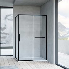 Душевой уголок Vincea Slim Soft, 130 x 90 см, прямоугольный, дверь раздвижная, стекло прозрачное, черный, VSR-1SS9013CLB