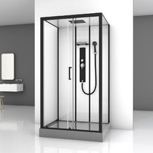 Душевая кабина Black&White Galaxy G8008, 90 x 115 см, с гидромассажем, стекла прозрачные, профиль черный матовый, 8008000