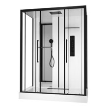 Душевая кабина Black&White Galaxy G8030, 160 х 85 см, с гидромассажем, стекла прозрачные, профиль черный матовый, 8030000