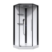 Душевая кабина Black&White Galaxy G8035, 90 x 90 см, с гидромассажем, стекла прозрачные, профиль черный матовый, 8035000