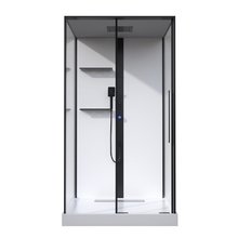 Душевая кабина Black&White Galaxy G8038, 90 x 115 см, с гидромассажем, стекла прозрачные, профиль черный матовый, 8038000