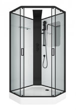 Душевая кабина Grossman Elegans 100 x 100 см, пятиугольная, профиль черный, GR250D