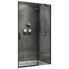 Душевая дверь Abber Zart, 120 х 195 см, стекло прозрачное, профиль черный, AG08120B