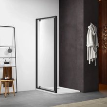 Душевая распашная дверь Aquatek, 100 х 200 см, стекло прозрачное, профиль черный, AQ ARI PI 10020BL