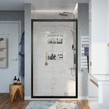 Душевая дверь Stworki Стокгольм DE019D2100200BLK 100 см, раздвижная, профиль черный матовый, стекло прозрачное, 3GW058TTKK000