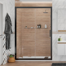 Душевая дверь Stworki Стокгольм DE019D2140200 140 см, раздвижная, профиль черный матовый, стекло прозрачное, 3GW208TTKK000