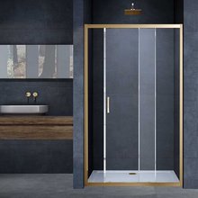 Душевая дверь Vincea Alpha 120 см, стекло прозрачное, профиль золото брашированное, VDS-3AL120CLG
