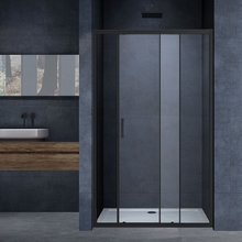Душевая дверь Vincea Alpha, 120 см, раздвижная, стекло прозрачное, профиль черный, VDS-3AL120CLB