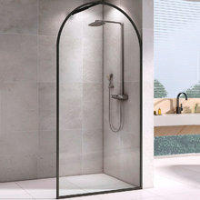 Душевая стенка Abber Immer Offen со свободным входом, 120 см, стекло прозрачное, профиль черный, AG64120B