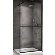 Душевая стенка Abber Immer Offen, 100 см, со свободным входом, стекло прозрачное, профиль черный, AG60100B