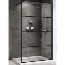 Душевая стенка Abber Immer Offen со свободным входом, 100 см, стекло прозрачное, профиль черный, AG65100B