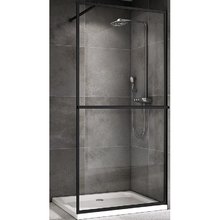 Душевая стенка Abber Immer Offen со свободным входом, 120 см, стекло прозрачное, профиль черный, AG60120B8