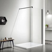 Душевая стенка со свободным входом Aquatek, 100 см, стекло прозрачное, профиль черный, AQ WIW 10020BL