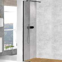 Душевая стенка со свободным входом Cezares Liberta-L-1-TB-25-GR-NERO, 25 см, стекло графит, профиль черный матовый