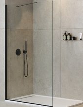 Душевая стенка со свободным входом Cezares Liberta-L-1-TB-115-C-NERO, 115 см, стекло прозрачное, профиль черный матовый