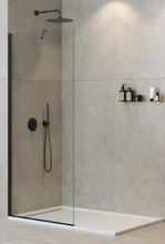 Душевая стенка со свободным входом Cezares Liberta-L-1-TB-140-C-NERO, 140 см, стекло прозрачное, профиль черный матовый