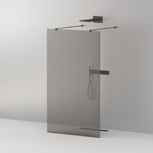 Душевая стенка Cezares Liberta 110 см со свободным входом, стекло графит, профиль черный, LIBERTA-L-2-110-120-GR-NERO