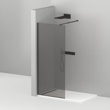 Душевая стенка Cezares Liberta 90 см со свободным входом, стекло графит, профиль черный, LIBERTA-L-1-90-120-GR-NERO