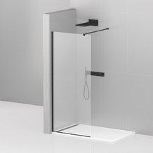 Душевая стенка Cezares Liberta 130 см со свободным входом, стекло прозрачное, профиль черный, LIBERTA-L-1-130-120-C-NERO