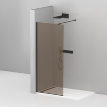 Душевая стенка Cezares Liberta 120 см со свободным входом, стекло бронза, профиль черный, LIBERTA-L-1-120-120-BR-NERO