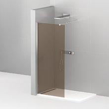 Душевая стенка Cezares Liberta 110 см со свободным входом, стекло бронза, профиль хром, LIBERTA-L-1-110-120-BR-Cr